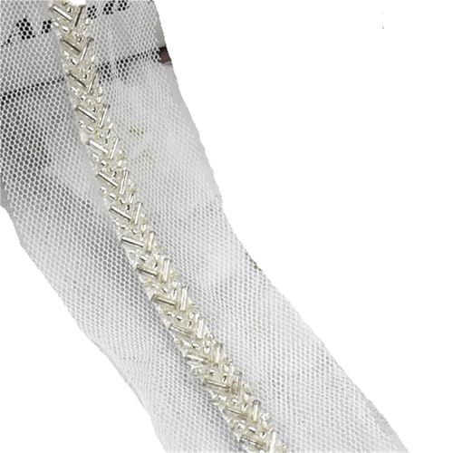 DYYEUAVT 2/5 Yards 7mm Perlen Spitze Stoff Trim Band Kleidung Dekoration Trimmen Fransen Hochzeit Kleid DIY Nähzubehör(Color-12,7mm-2Yards) von DYYEUAVT