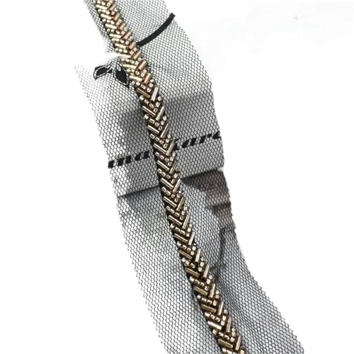 DYYEUAVT 2/5 Yards 7mm Perlen Spitze Stoff Trim Band Kleidung Dekoration Trimmen Fransen Hochzeit Kleid DIY Nähzubehör(Color-15,7mm-5Yards) von DYYEUAVT