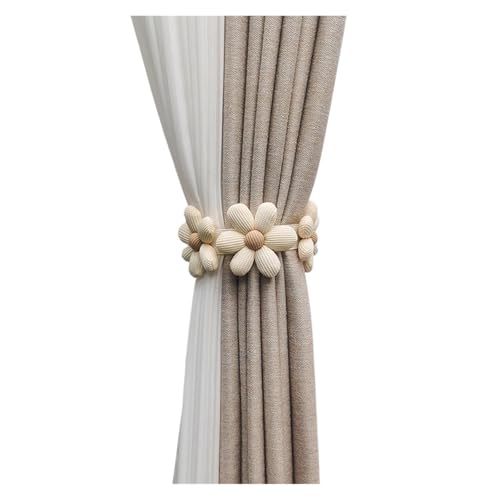 DYYEUAVT 2 Stück Vorhang-Raffhalter in Blumenform, elastisches Band, Fenstervorhangschnallen, magnetische Schnalle, Vorhangseilhalter, Kinderzimmer, Heimdekoration(3 Flowers-White) von DYYEUAVT