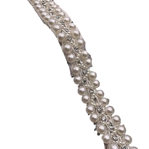 DYYEUAVT 2 Yard 5,5 cm Weiß/schwarz Perle Perlen Spitze Trim Braut Schärpe Braut Gürtel Perlen Verzierungen Schmuck Trim(2.2cm) von DYYEUAVT