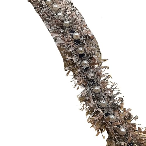 DYYEUAVT 2 Yard und 1,97 Zoll Breite weißes Perlenband Quaste Spitzenbesatz for Kleidungszubehör Schuhhut Dekoration DIY Nähzubehör(A-Beaded lace) von DYYEUAVT