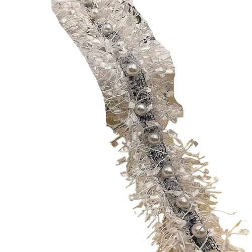 DYYEUAVT 2 Yard und 1,97 Zoll Breite weißes Perlenband Quaste Spitzenbesatz for Kleidungszubehör Schuhhut Dekoration DIY Nähzubehör(B-Beaded lace) von DYYEUAVT