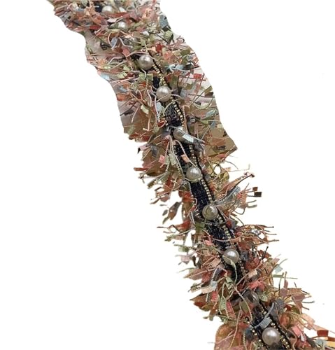 DYYEUAVT 2 Yard und 1,97 Zoll Breite weißes Perlenband Quaste Spitzenbesatz for Kleidungszubehör Schuhhut Dekoration DIY Nähzubehör(E-Beaded lace) von DYYEUAVT