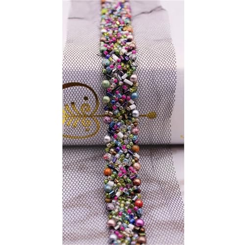 DYYEUAVT 2 Yards Perlen Spitzenband Band Spitze Stoffbesatz Bestickt Kragen Dekoration Spitze Netzschnur for Nähen Spitze Stoff(Multicolo) von DYYEUAVT