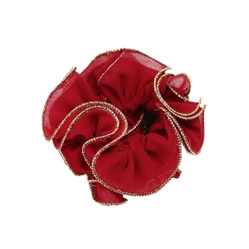 DYYEUAVT 2 stücke Frauen Vintage Doppel Schicht Chiffon Haar Krawatten Glitter Stoff Scrunchies Haar Bands Stretch Haar Halter(Red) von DYYEUAVT