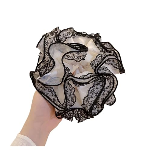 DYYEUAVT 2 stücke Vintage Übergroßen Spitze Mesh Haar Scrunchies Frauen Elastische Chiffon Pferdeschwanz Halter Haar Seil Haar Bands(Beige) von DYYEUAVT