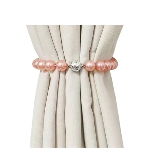 DYYEUAVT 2PCS Perlenvorhang Schnalle Riemen Magnetische Vorhang Raffhalter Seil Hause Dekorative Vorhang Halter Perle Perlen Vorhang Holdbacks(Rose Gold 2PCS,40cm) von DYYEUAVT