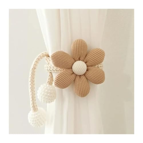 DYYEUAVT 2Pcs Magnetische Schnalle Vorhang Schnalle Clip Perle Verschluss Blume Form Fenster Vorhang Schnallen Vorhang Tieback Wohnkultur(Khaki) von DYYEUAVT