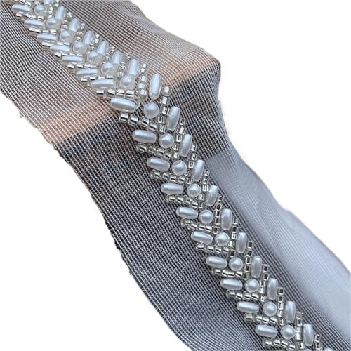 DYYEUAVT 2yard Perlen Spitzenband Kleidungsstück Nähzubehör Perlenbesatz for Kleidung Kleid Kragen Manschette DIY Handwerk Handarbeiten Applikationen(15mm) von DYYEUAVT
