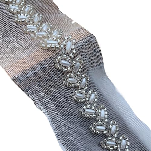 DYYEUAVT 2yard Perlen Spitzenband Kleidungsstück Nähzubehör Perlenbesatz for Kleidung Kleid Kragen Manschette DIY Handwerk Handarbeiten Applikationen(18mm) von DYYEUAVT