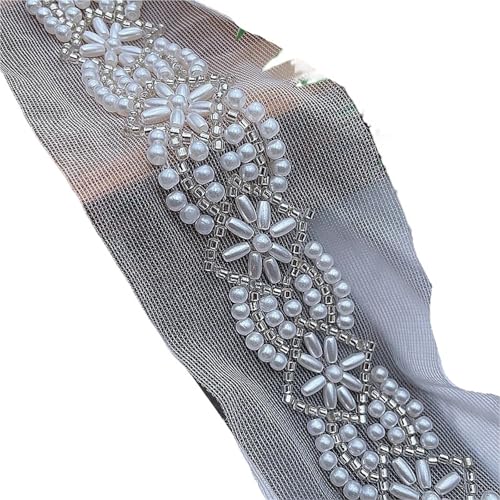 DYYEUAVT 2yard Perlen Spitzenband Kleidungsstück Nähzubehör Perlenbesatz for Kleidung Kleid Kragen Manschette DIY Handwerk Handarbeiten Applikationen(28mm) von DYYEUAVT