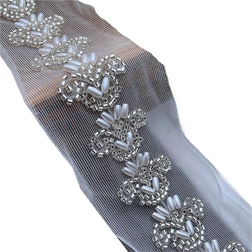 DYYEUAVT 2yard Perlen Spitzenband Kleidungsstück Nähzubehör Perlenbesatz for Kleidung Kleid Kragen Manschette DIY Handwerk Handarbeiten Applikationen(30mm) von DYYEUAVT