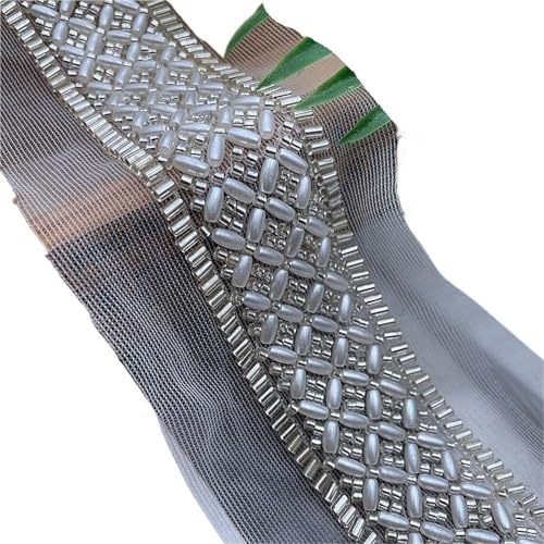 DYYEUAVT 2yard Perlen Spitzenband Kleidungsstück Nähzubehör Perlenbesatz for Kleidung Kleid Kragen Manschette DIY Handwerk Handarbeiten Applikationen(35mm) von DYYEUAVT