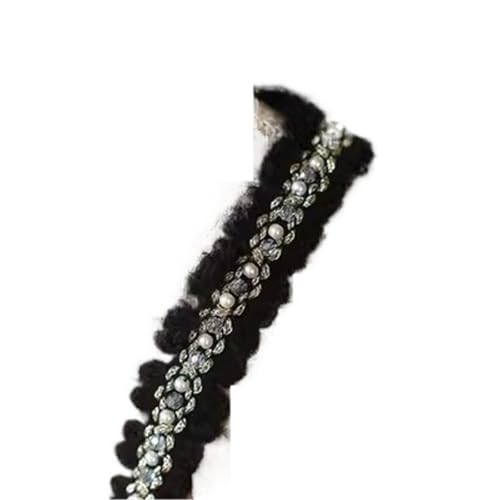 DYYEUAVT 3 Yard Bandspitze Handperlen Spitzenmaterial for dekorative DIY-Accessoires(Black) von DYYEUAVT