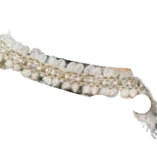 DYYEUAVT 3 Yard Bandspitze Handperlen Spitzenmaterial for dekorative DIY-Accessoires(White) von DYYEUAVT