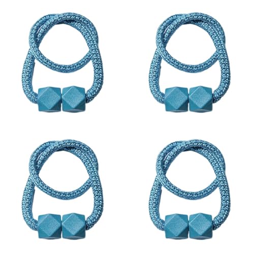 DYYEUAVT 4 Stück Vorhang-Raffhalter mit starkem Magnet, Dickes Seil-Design, for Schlafzimmer, Wohnzimmer, Küche, Kunststoff, Heimdekor-Zubehör(4 Blue A) von DYYEUAVT