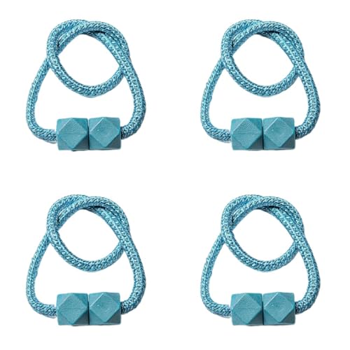 DYYEUAVT 4 Stück Vorhang-Raffhalter mit starkem Magnet, Dickes Seil-Design, for Schlafzimmer, Wohnzimmer, Küche, Kunststoff, Heimdekor-Zubehör(4 Blue B) von DYYEUAVT
