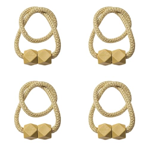 DYYEUAVT 4 Stück Vorhang-Raffhalter mit starkem Magnet, Dickes Seil-Design, for Schlafzimmer, Wohnzimmer, Küche, Kunststoff, Heimdekor-Zubehör(4 Golden) von DYYEUAVT