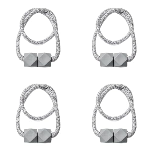 DYYEUAVT 4 Stück Vorhang-Raffhalter mit starkem Magnet, Dickes Seil-Design, for Schlafzimmer, Wohnzimmer, Küche, Kunststoff, Heimdekor-Zubehör(4 Grey) von DYYEUAVT