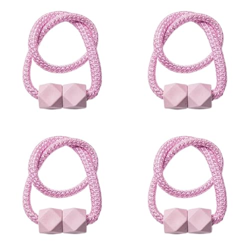 DYYEUAVT 4 Stück Vorhang-Raffhalter mit starkem Magnet, Dickes Seil-Design, for Schlafzimmer, Wohnzimmer, Küche, Kunststoff, Heimdekor-Zubehör(Pink) von DYYEUAVT