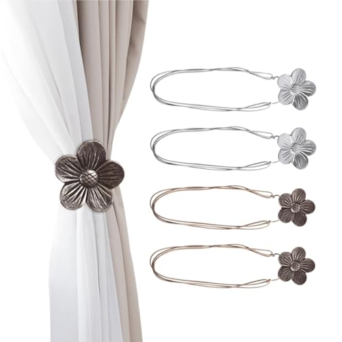DYYEUAVT 4 Stück magnetische Vorhang-Clips mit Blumenmotiv, Vorhanghalter, Raffhalter, Schnallen, hängende Kugel, Schnalle, Raffhalter, Vorhang-Dekor-Zubehör DYYEUAVT 4 Stück magnetische Vorhang-Clips mit Blumenmotiv, Vorhanghalter, Raffhalter, Schnallen, hängende Kugel, Schnalle, Raffhalter, Vorhang-Dekor-Zubehör von DYYEUAVT