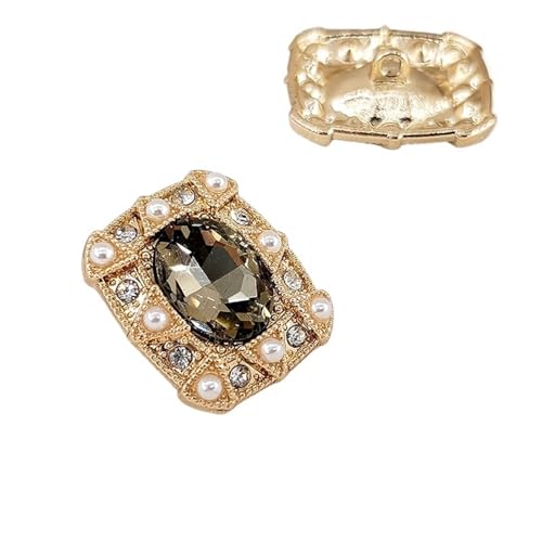 DYYEUAVT 4 stücke 24 * 20mm Luxus Oval Strass Knöpfe Der Kleidung Gold Große Perle Perlen Vintage Shinning Fashion Decor Ösenknopf Nähen(Grey) von DYYEUAVT