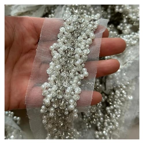 DYYEUAVT 45 cm Pailletten-Spitzenband mit Perlen, Nähzubehör, Besätze for Hochzeitskleid, Kragenmanschette, DIY-Handarbeiten, Applikationen(Color 03) von DYYEUAVT