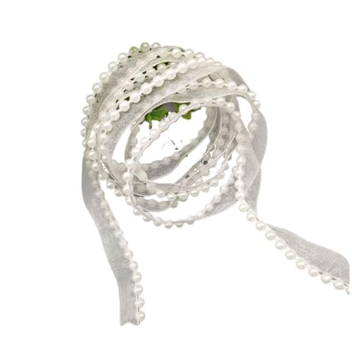 DYYEUAVT 5 Meter 1,2 cm Chiffon-Spitzenband mit Kunstperlen for Selbermachen, Nähen und Stoffieren, mit Perlen besetztes weißes Spitzenbesatzband DYYEUAVT 5 Meter 1,2 cm Chiffon-Spitzenband mit Kunstperlen for Selbermachen, Nähen und Stoffieren, mit Perlen besetztes weißes Spitzenbesatzband von DYYEUAVT