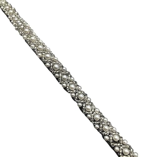 DYYEUAVT 5 Yards Perlen Spitzenbesatz Mesh Spitzenband Stoff Kleidung Dekoration Hochzeitskleid Kragen Ärmel Spitze Applikation DIY Handwerk(Color-A) von DYYEUAVT