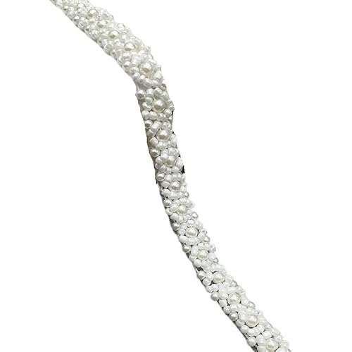 DYYEUAVT 5 Yards Perlen Spitzenbesatz Mesh Spitzenband Stoff Kleidung Dekoration Hochzeitskleid Kragen Ärmel Spitze Applikation DIY Handwerk(Pure White) von DYYEUAVT