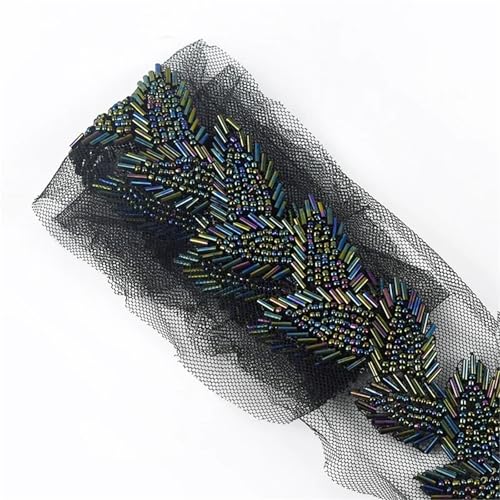 DYYEUAVT 6 cm Perlen Spitzenbesatz Blatt Mesh Stoff Band Band Weding Kleid Kragen Kopfschmuck Applikation DIY Handwerk(BlueColored,6cmx90cm) von DYYEUAVT