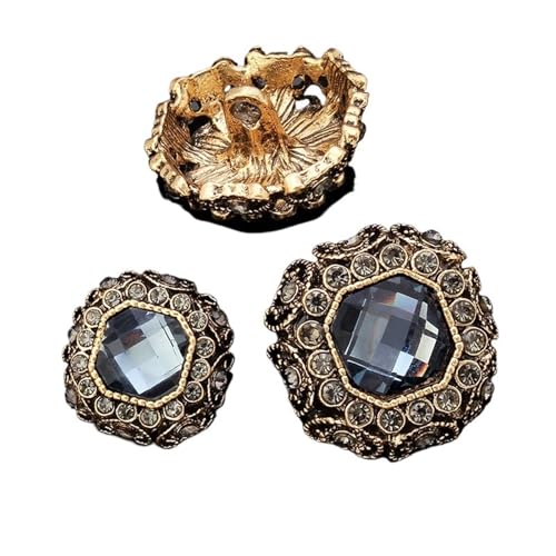 DYYEUAVT Dekorative quadratische Metall-Diamant-Knöpfe im Vintage-Stil mit Gold-Edelsteinen for Kleidung, Pullover, Strickjacken, Basteln, Nähen, 20 mm(Antique Copper,23mm 6pcs) von DYYEUAVT