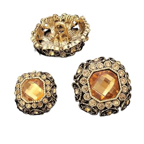 DYYEUAVT Dekorative quadratische Metall-Diamant-Knöpfe im Vintage-Stil mit Gold-Edelsteinen for Kleidung, Pullover, Strickjacken, Basteln, Nähen, 20 mm(Gold,23mm 6pcs) von DYYEUAVT