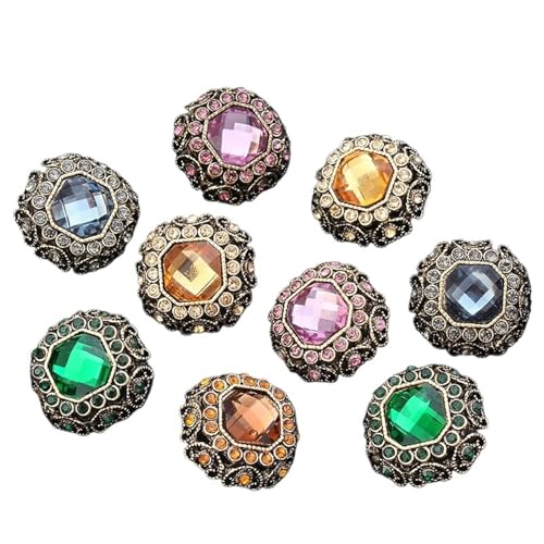 DYYEUAVT Dekorative quadratische Metall-Diamant-Knöpfe im Vintage-Stil mit Gold-Edelsteinen for Kleidung, Pullover, Strickjacken, Basteln, Nähen, 20 mm(Mixed Design,17MM 6PCS) von DYYEUAVT