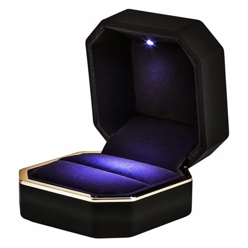 DYYEUAVT Doppelte Ringbox, quadratisch, for Hochzeit, Ringetui, Organizer, Schmuckschatulle for Heiratsantrag, Verlobung(Black) von DYYEUAVT
