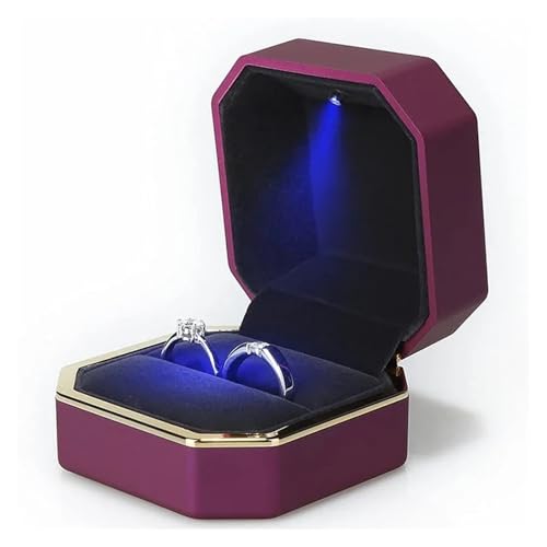 DYYEUAVT Doppelte Ringbox, quadratisch, for Hochzeit, Ringetui, Organizer, Schmuckschatulle for Heiratsantrag, Verlobung(Purple) von DYYEUAVT