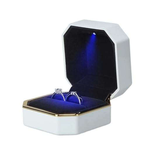 DYYEUAVT Doppelte Ringbox, quadratisch, for Hochzeit, Ringetui, Organizer, Schmuckschatulle for Heiratsantrag, Verlobung(White) von DYYEUAVT
