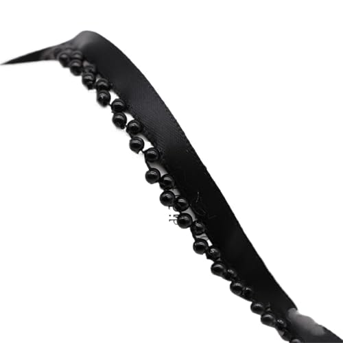 DYYEUAVT Handgefertigter Spitzenbesatz mit Perlen, einseitiges Perlenbesatzband for Kleidungskragen und Manschetten, Bastelbedarf, Nähbedarf(Black 3.0.mm 1.2cm) von DYYEUAVT