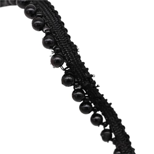 DYYEUAVT Handgefertigter Spitzenbesatz mit Perlen, einseitiges Perlenbesatzband for Kleidungskragen und Manschetten, Bastelbedarf, Nähbedarf(Black 6mm 1.3cm) von DYYEUAVT