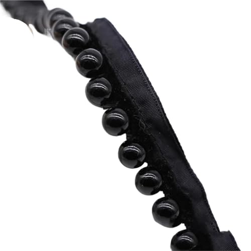 DYYEUAVT Handgefertigter Spitzenbesatz mit Perlen, einseitiges Perlenbesatzband for Kleidungskragen und Manschetten, Bastelbedarf, Nähbedarf(Black 8mm 1.8cm) von DYYEUAVT