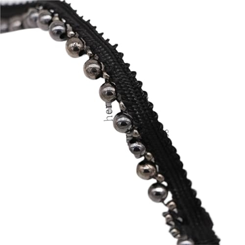 DYYEUAVT Handgefertigter Spitzenbesatz mit Perlen, einseitiges Perlenbesatzband for Kleidungskragen und Manschetten, Bastelbedarf, Nähbedarf(Black-A 6mm 1.3cm) von DYYEUAVT