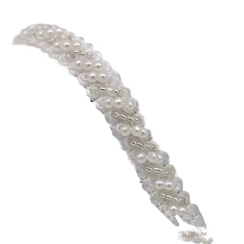 DYYEUAVT Handgefertigter Spitzenbesatz mit Perlen, einseitiges Perlenbesatzband for Kleidungskragen und Manschetten, Bastelbedarf, Nähbedarf(White 3.0mm 1.1cm) von DYYEUAVT