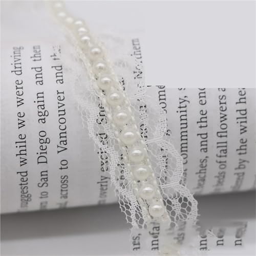 DYYEUAVT Handgefertigter Spitzenbesatz mit Perlen, einseitiges Perlenbesatzband for Kleidungskragen und Manschetten, Bastelbedarf, Nähbedarf(White 4mm 2cm) von DYYEUAVT