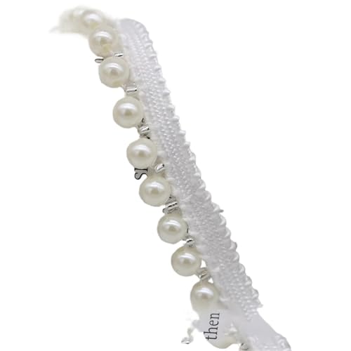 DYYEUAVT Handgefertigter Spitzenbesatz mit Perlen, einseitiges Perlenbesatzband for Kleidungskragen und Manschetten, Bastelbedarf, Nähbedarf(White 6mm 1.3cm) von DYYEUAVT