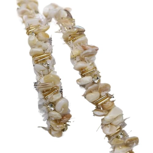 DYYEUAVT Handgemachter Spitzenbesatz mit Perlen, Muschel-Spitzenbesatz, strapazierfähig, eingelegte Rauten, gewebtes Band, Jackendekoration for Damenbekleidung(Color-A) von DYYEUAVT
