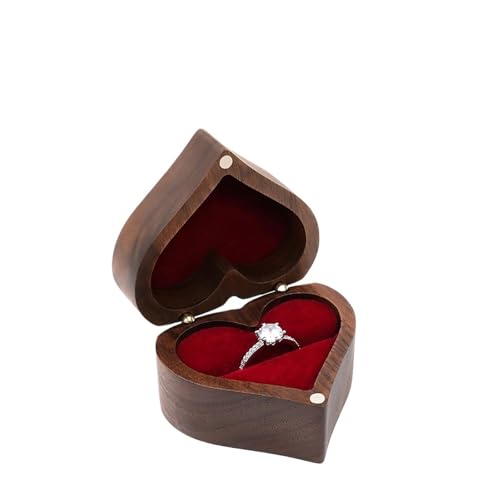 DYYEUAVT Herzförmige Schmuckschatulle aus Holz, vorgeschlagene Schmuckschatulle, Hochzeitsdisplay, Schmuckaufbewahrung, Organizer, Ohrring-Ring-Halsketten-Box(Color 02,NO Engraving) von DYYEUAVT