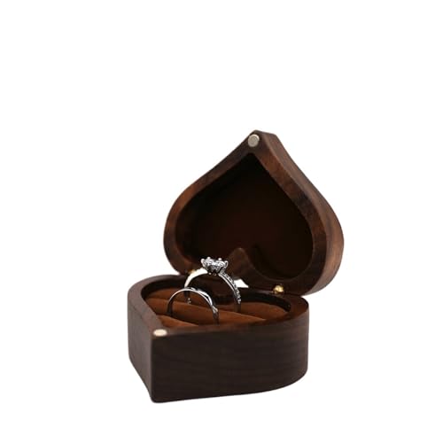 DYYEUAVT Herzförmige Schmuckschatulle aus Holz, vorgeschlagene Schmuckschatulle, Hochzeitsdisplay, Schmuckaufbewahrung, Organizer, Ohrring-Ring-Halsketten-Box(Color 06,NO Engraving) von DYYEUAVT