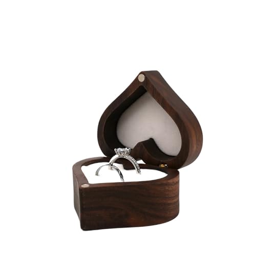 DYYEUAVT Herzförmige Schmuckschatulle aus Holz, vorgeschlagene Schmuckschatulle, Hochzeitsdisplay, Schmuckaufbewahrung, Organizer, Ohrring-Ring-Halsketten-Box(Color 07,NO Engraving) von DYYEUAVT