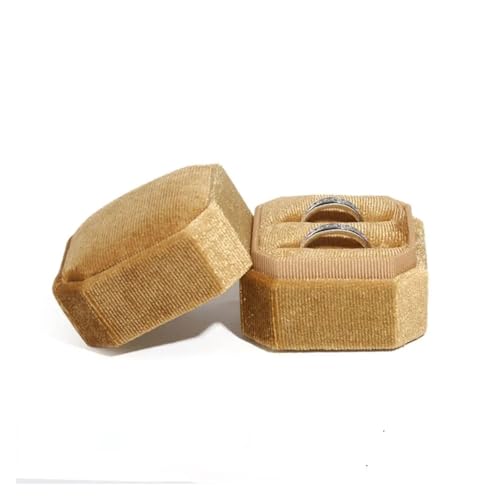 DYYEUAVT Hochzeits-Achteck-Quadrat-/Sechseck-Form mit abnehmbarem Deckel, Schmuckschatulle, Doppelring-Aufbewahrungsbox, Ring-Displaybox(1yellow) von DYYEUAVT