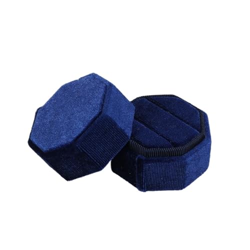 DYYEUAVT Hochzeits-Achteck-Quadrat-/Sechseck-Form mit abnehmbarem Deckel, Schmuckschatulle, Doppelring-Aufbewahrungsbox, Ring-Displaybox(D blue2) von DYYEUAVT